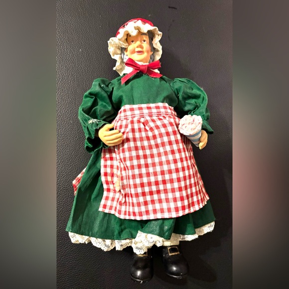 2 Santa Claus Hand Painted Fabric Mache,Christmas”Lady Sweets"Fabriche Sculpture - Picture 5 of 9